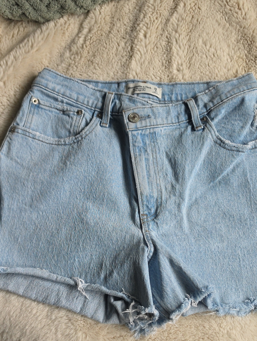 Abercrombie & Fitch Light Blue High-Rise Denim Shorts